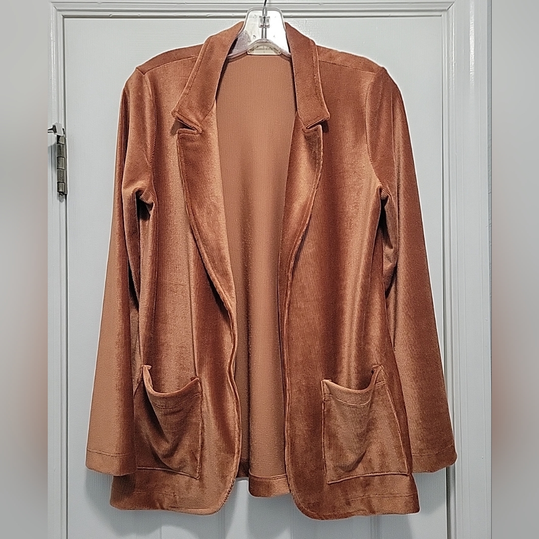 Altar'd State Open Blazer Jacket Lightweight Velvet Copper Bronze Small